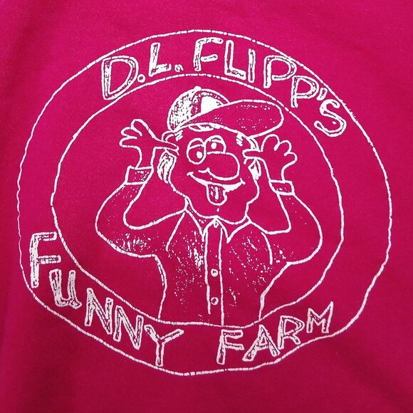Vintage D.L. Flipp's Funny Farm Crewneck Sweatshirt Pink - Picture 1 of 5